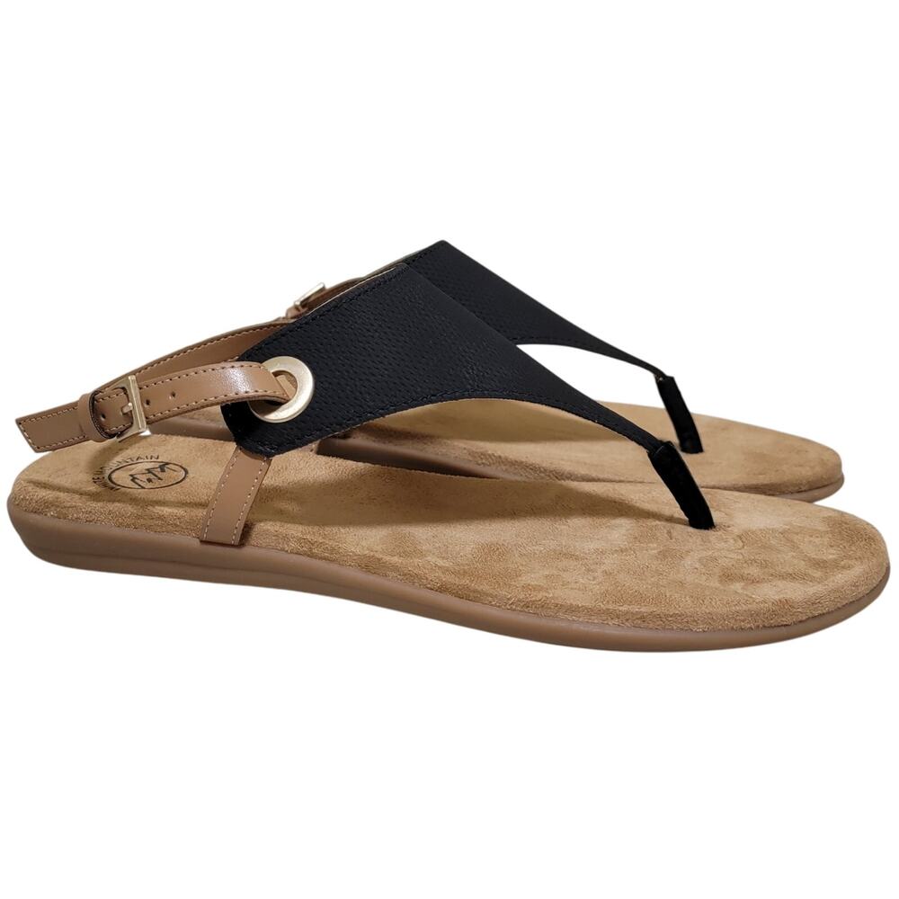 White Mountain Women London Slingback Thong Sandals Size US 9.5M Black Smooth